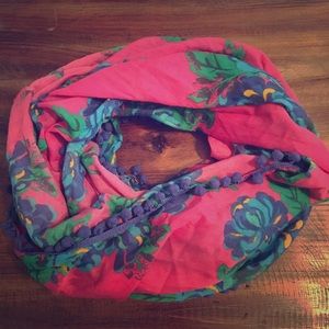 Aerie Floral Print PomPom Infinity Scarf